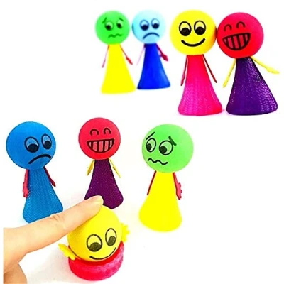 Afbeelding van JZK 8 Emoji creatief schattig stuiterende poppen, kinderen verjaardag partij gunsten, zakvullers, feest benodigdheden decoraties