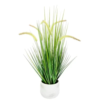 Afbeelding van Kunstmatig vossenstaartgras met plantenpot, gras, kunstgras, siergras, groene planten, solitair decoratie, grasarrangement, borstelgierst, pananicoideae, zoetgrassen, setaria