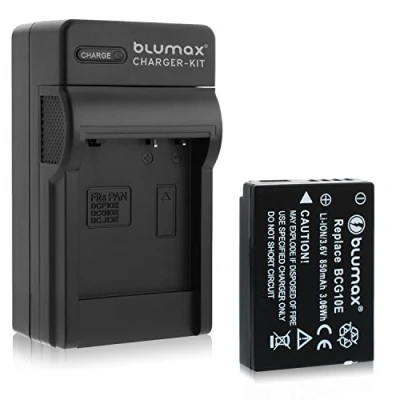 Afbeelding van Blumax batterij vervangt DMW BCG10 / BCG10E 850mAh + lader compatibel met Panasonic Lumix DMC 3D1 TZ36 TZ31 TZ25 TZ22 TZ18 TZ10 TZ8 TZ7 TZ6 ZX3 ZX1 Leica V Lux 20, 30, 40