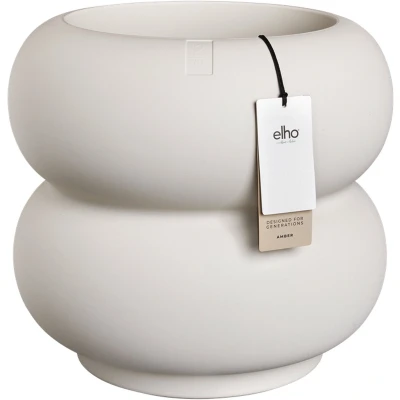 Afbeelding van Elho Amber Roll Low 43 Bloempot voor Binnen &amp; Buiten 100% Gerecycled Plastic Ø x H 40 cm Linnen Wit