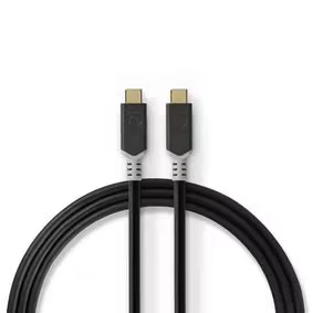 Afbeelding van USB C naar kabel 2 meter 3.2 (100% koper, Power Delivery, 100 W, Antraciet)