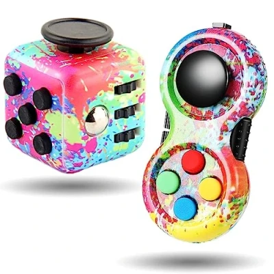 Afbeelding van Steemjoey Fidget Toy Cube anti stress speelgoed, Pad 8 functies, draagbare gamepad stressverminderer, sensorisch gadget cadeau voor kinderen en volwassenen (kleur)