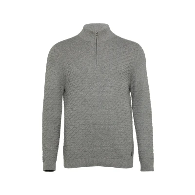 Afbeelding van s.Oliver Strukturierter MIT Halfzip Trui, Heren, Maat: 3XL, Graphit