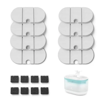 Afbeelding van PETLIBRO Kattenfonteinfilter, 8 delige set voor Capsule drinkfontein katten PLWF002, 4 maandenset filter kattenfontein, vervangingsfilter met viervoudig filtersysteem kattendrinkfontein