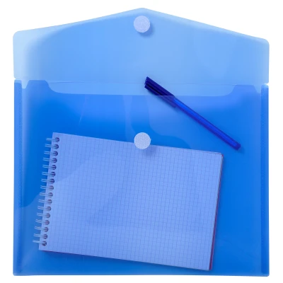 Afbeelding van Exacompta 56422e 5 pack documentenmap DIN A4 met klittenbandsluiting, van sterke kunststof 24 x 31,5 transparant blauw