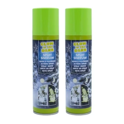 Afbeelding van Kerstsneeuwspray, 150 ml, oplichtend in het donker, set van 2, decoratieve kunstsneeuw, fosforescerend om te spuiten, lichtsneeuw, sproeisneeuw, sneeuwvlokken, kunstvorst, spray, luminescerend