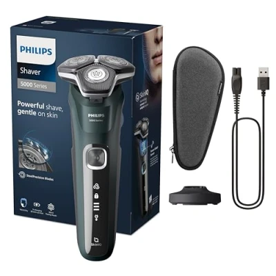 Afbeelding van Philips Shaver Series 5000 Elektrisch Wet &amp; Dry scheerapparaat voor heren, met uitklapbare trimmer, oplader en reisetui (model S5884/35)