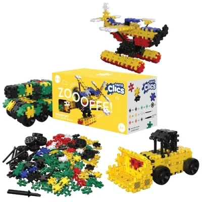 Afbeelding van Nano Clics Transport Builders 250 Piece Set 5 in 1 Bouwblokken DUURZAAM Speelgoed Gemaakt Van 100% GERECYCLEERDE Kunststof 8, 9, 10, 11, 12 jaar Constructie