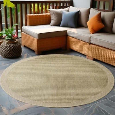 Afbeelding van Carpetsale24 Buitentapijt Weerbestendig Platgeweven Keukentapijt Balkon Tuin Patio Tapijt Groen 200 cm Ronde