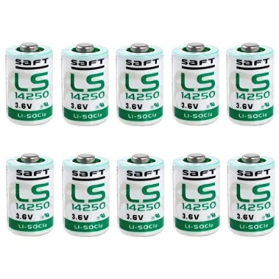 Afbeelding van Saft LS14250 1/2 AA lithium thionylchloride batterij (3,6V, 10 pack) wit/groen