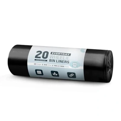 Afbeelding van EcoBag 20 Heavy Duty Wheelie Bin Liners, 240 liter inhoud zwarte zak