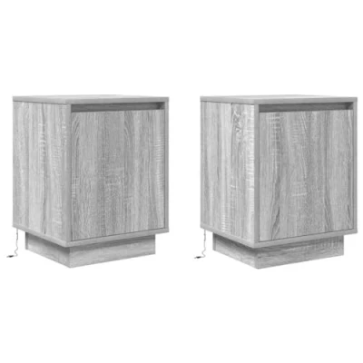 Afbeelding van vidaXL Nachtkastjes met led verlichting 2 st 38x34x50 cm grijs sonoma