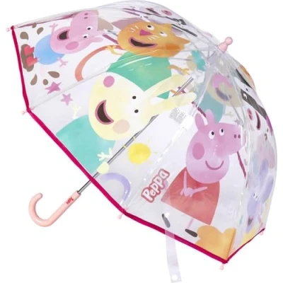 Afbeelding van Disney Peppa Pig paraplu transparant/roze D71 cm voor kinderen Paraplu&quot;;s