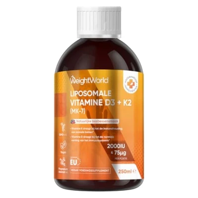 Afbeelding van WeightWorld Liposomale Vitamine D3 en K2 250 ml Ondersteunt het immuunsysteem