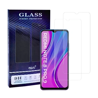 Afbeelding van Uno&#039; Displaybeschermfolie van gehard glas, compatibel met Xiaomi Redmi Note 8 Pro, 9, ultra resistent, luchtbelvrij, 9H, krasbestendig, 2 stuks