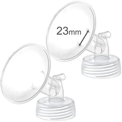 Afbeelding van 2 x 23 mm, Maymom części pomp Spectra S1/S2; w zestawie kołnierz szeroką szyjką; nieoryginalny kołnierzyk Spectra; zamiennik do Shield (dwa kołnierze mm) (części pompy)