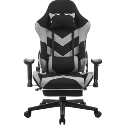 Afbeelding van WOLTU BS21gr Gaming stoel fauteuil in Linnen,Bureaustoel met hoofdsteun en voetensteun,Grijs Zwart