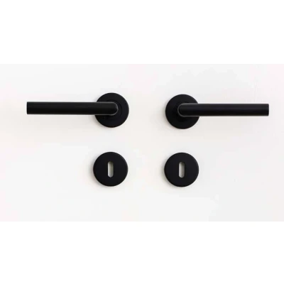 Afbeelding van Deurklink Flow Inox Zwart Recht Complete Set