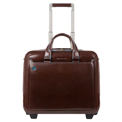 Afbeelding van Piquadro Black Square Briefcase with wheels 2 compartments brown Trolley