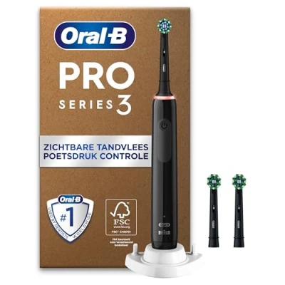 Afbeelding van Oral B Pro Series 3 Plus Edition Zwarte Elektrische Tandenborstel, Opzetborstels, met visuele 360 drukcontrole voor tandverzorging
