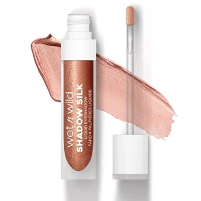 Afbeelding van Wet n Wild Shadow Silk Liquid Eyeshadow, Hoog Gepigmenteerde Vloeibare Oogschaduw met Glinsterende Finish, Droogt Snel, Gemakkelijk Aan te brengen Toverstaf Applicator, Heart Of Rose Gold Tint