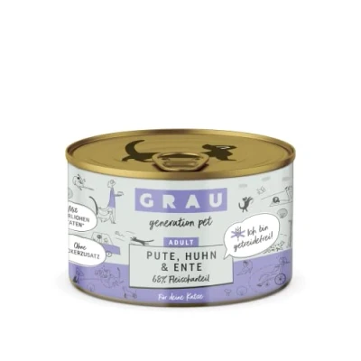 Afbeelding van GRAU het origineel Natvoer voor katten Kip met wortel &amp; kattenkruid, 6 verpakking (6 x 400 g), monoproteïne, graanvrij, volwassen