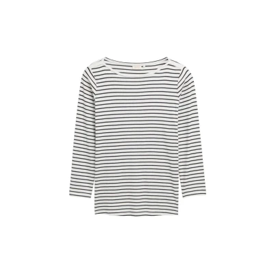 Afbeelding van TOM Tailor WITH Streifenmuster Longsleeve Offwhite navy, Dames, Maat: 50, navy