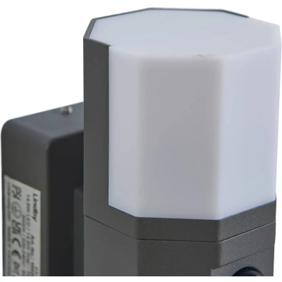 Afbeelding van Lindby LED buitenwandlamp Alaric, aluminium, donkergrijs, sensor
