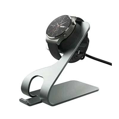 Afbeelding van MoKo Oplader compatibel met Huawei Watch GT 2 Pro, 3/GT 3 Runner, 3/3 D, laadstation van aluminiumlegering USB oplaadkabel 150 cm, grijs