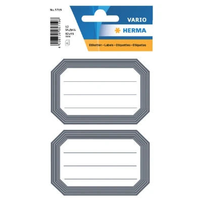 Afbeelding van 10x Herma Boeketiketten wit met grijze rand gelineerd 82x55 mm