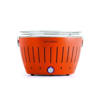 Afbeelding van LotusGrill Classic G340 mandarijnoranje houtskoolgrill met USB aansluiting