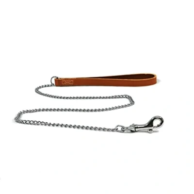 Afbeelding van Heritage Extra Heavy Chain Lead W/lederen handvat, 50 cm, bruin