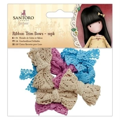Afbeelding van Ribbon Trim Bows (12pk) Santoro