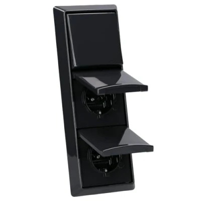 Afbeelding van Busch Jaeger Allweather EUGK 35 101 Stopcontact met klapdeksel, set van 44 stuks, inclusief tuimelschakelaar 2000/6 US + wip 2106 3 voudig frame 2103 35, antraciet UP