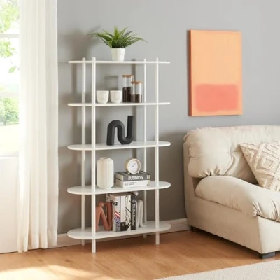 Afbeelding van Boekenkast Øvre open kast 139x80x30 cm wit [en.casa]