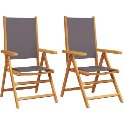 Afbeelding van Tuinstoelen 2 st inklapbaar acaciahout en stof antracietkleurig