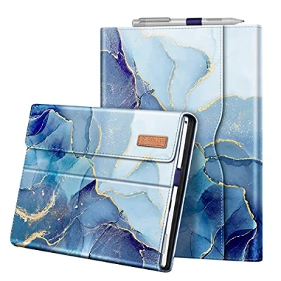 Afbeelding van FINTIE beschermhoes voor Microsoft Surface Pro 7+/Surface 7/Pro 6/Pro 5/Pro 4/Pro 3 meerhoekige beschermhoes, verstelbaar, met magneetsluiting, hoes documentenvak, oceaanmarmer