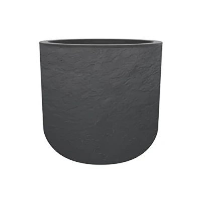 Afbeelding van EDA Volcania&#039;Up Ronde Pot 40 cm 32,5 L Decor Imitatie Steen Enkelwandig Wateropslagzone Ø 38,5 x H 36,8 Antracietgrijs