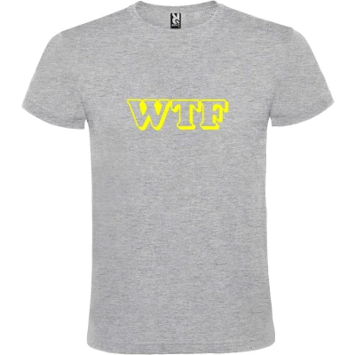 Afbeelding van Grijs T shirt ‘WTF’ Geel maat 4XL
