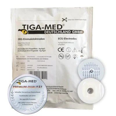 Afbeelding van ECG elektroden met vaste gel/solidgel 43 mm 100 stuks eenmalige eenmalig lijm type: Tiga Med professionele kwaliteit!