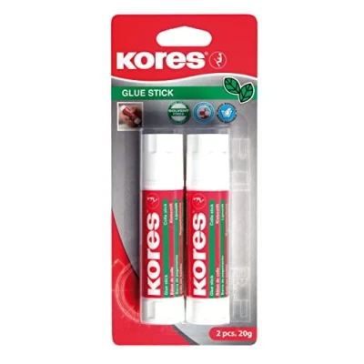 Afbeelding van Kores Lijmstift, lijm met sterke grip, veilig en niet giftige knutsellijm voor kunst knutselen, verpakking van 2 x 20 g