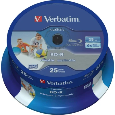Afbeelding van BD R 25GB VERBATIM Datalife Blu Ray printable 6x Cakebox 25 stuks