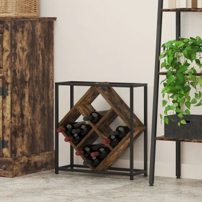 Afbeelding van vidaXL Wijnrekken Gerookt eiken Metalen frame en houten planken