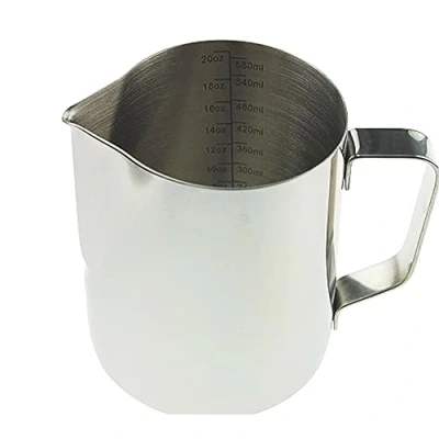 Afbeelding van Barista melkkan 600 ml voor koffiemachine, melkschuimkruik, metalen stoomboot, ideale roestvrijstalen schuimen, melk, accessoires