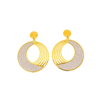 Afbeelding van Edelstaal oorbellen verguld met geel goud en glitter model LANA van nd creation