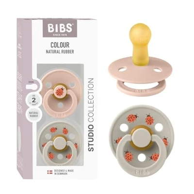 Afbeelding van BIBS Colour Studio Fopspeen, set van 2, BPA vrij, ronde stofzuiger, natuurlijk rubber, gemaakt in Denemarken, maat 2 (6 18 maanden), Blush/Sand