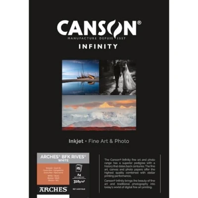 Afbeelding van Canson Infinity BFK Rives 100% textuur, 310 g, box A4, 25 uur, natuurlijk wit