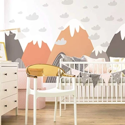 Afbeelding van Ambiance Sticker Scandinavian Nordic Franscika Mountains Muurstickers, DIY wooncultuur, verwijderbare stickers om af te pellen en op plakken, waterdichte zelfklevende muurkunst, 55 x 95 cm