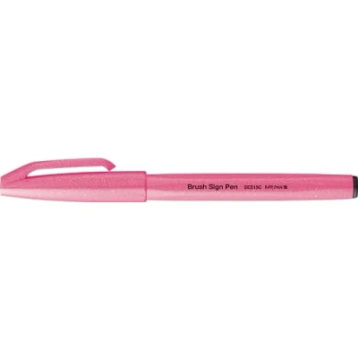 Afbeelding van Pentel SES15C FPX Brush Sign Pen neon roze, vezelpen, penseelachtige punt, 10 stuks