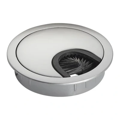 Afbeelding van SOTECH 2 stuks Kabeldoorvoer mat chroom metaal Boormaat Ø 60 mm Bureau met stofafdichting